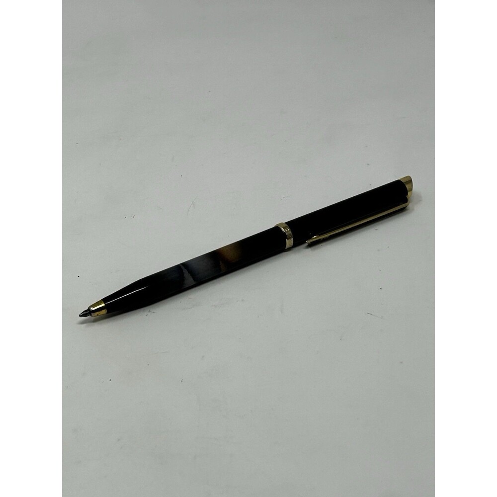 Vintage Fisher Space Pen Black Lacquer Gold Trim Ballpoint Pen PR4F USA Working